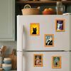 Vintage Cat Fridge Magnet 3D Wooden Frame Cat Refrigerator Magnet Home Kitchen Office Locker Decoration Cat Lover Gift
