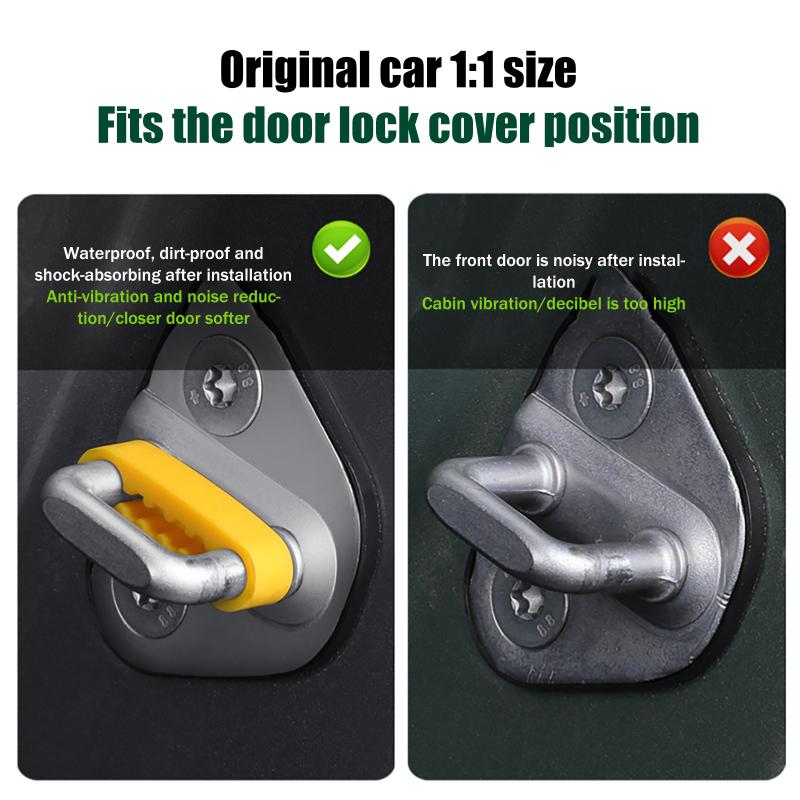 Car Door Lock Silicone Cover Absorber Pads Door Lock Latch Protective Covers Anti-Collision Silicone Soundproofing Cover
