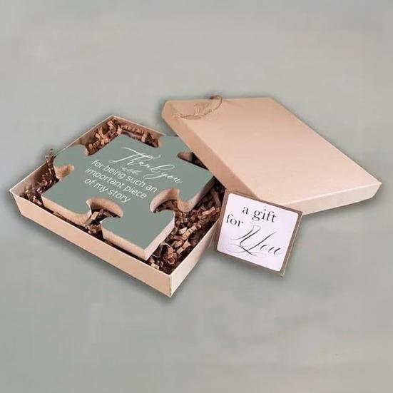 Dřevěná puzzle dekorace stolní puzzle ve tvaru ozdoby suvenýr dárek na rozloučenou a projev vděčnosti pro kolegy přátele