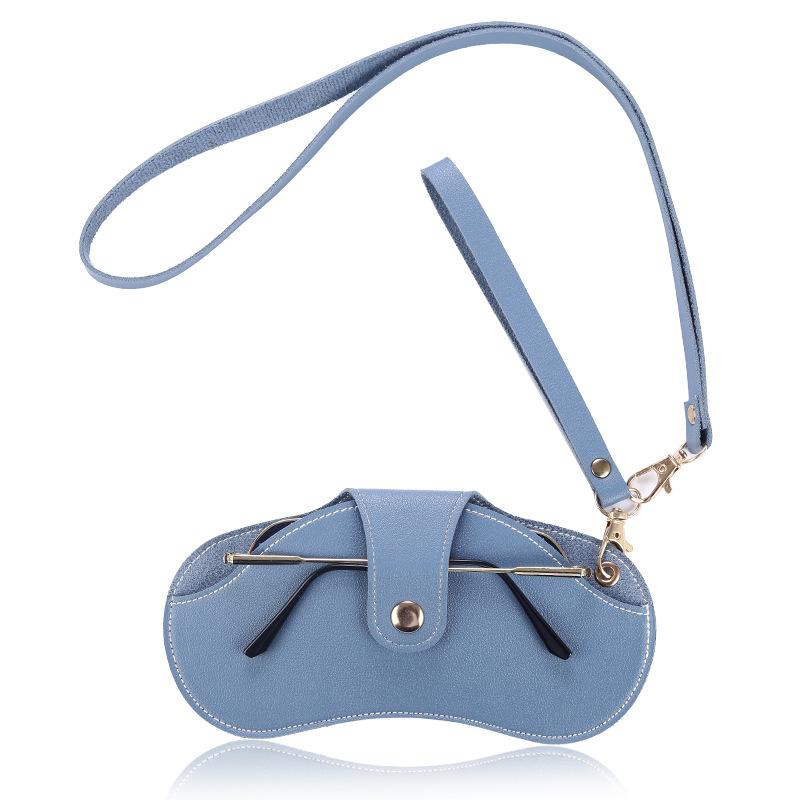 PU Leather Handmade Glasses Bag Sunglasses Case Portable Myopia Protector Simple Hanging Neck Wrist Glasses Storage Box