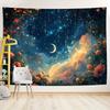 QD_VIVIOS Tapestry - Forest Moon Wall Hanging  Horizontal Pine Trees and Moon Phases