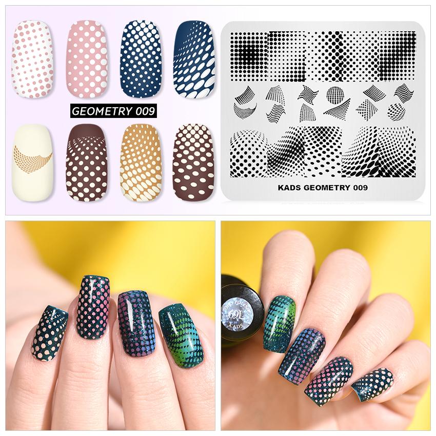 kads Nail Stamping Plates Geometry 009 3D Geometric Pattern Nail Design Stamp Nails Tools Templates