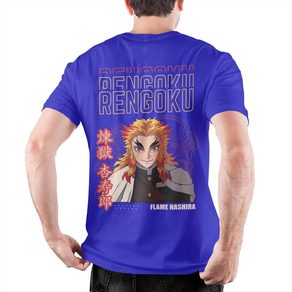 Mens Rengoku Kyojuro Demons Slayers T Shirt  Pure Cotton Tops Fashion Short Sleeve O Neck Tee Shirt Birthday Present TShirt
