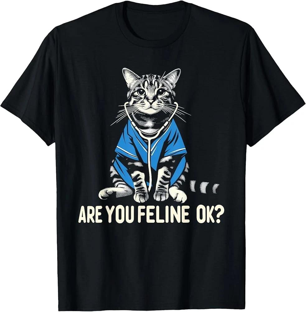 Men s and Women s T-shirts Retro Cat Nurse Gifts Nurse Week Gifts Men Women Funny Nurse T-Shirt XXL