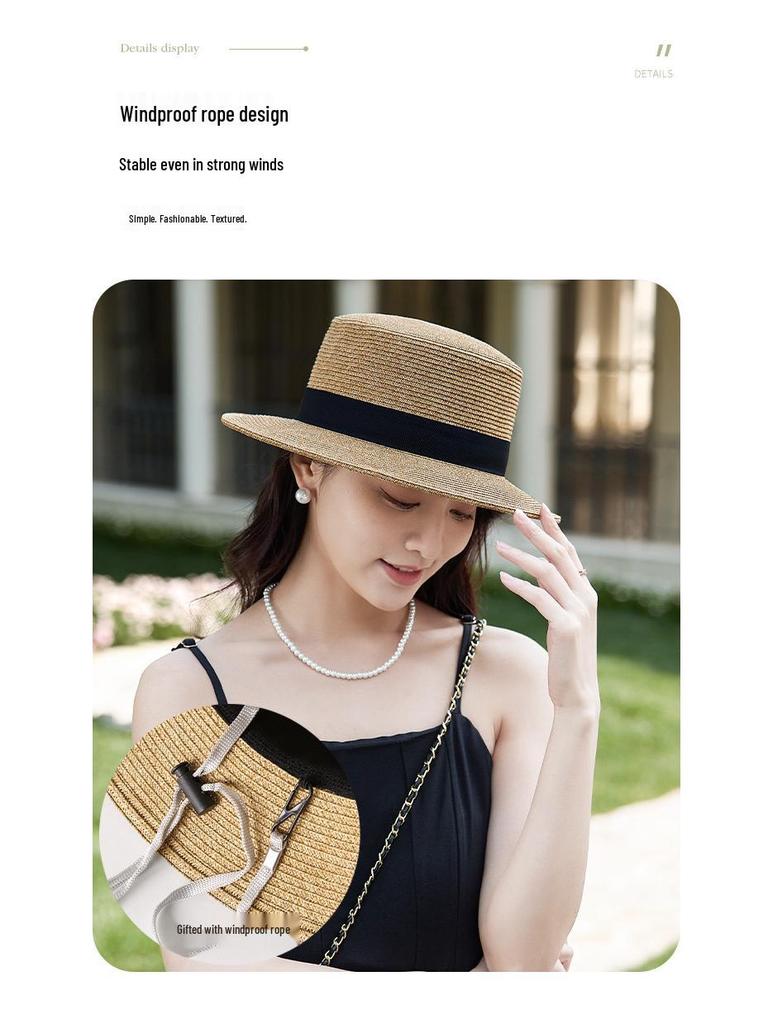 European Retro Letter Sewn Flat Top Sun & Beach Hat
