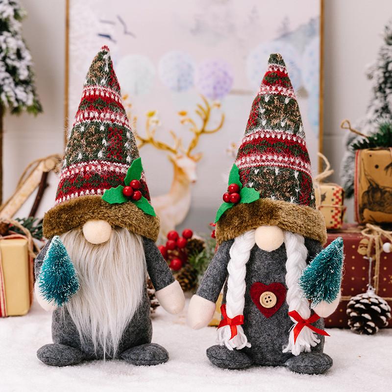 Rustic Charming Gnome Doll For Cozy Christmas Home Decor With Decorative Holiday Tree