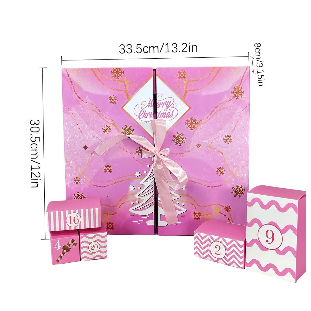 Empty Reusable 24-Day Advent Calendar Box Refillable Christmas Countdown with 24 Grids for Candy, Stocking Stuffers Party Favors