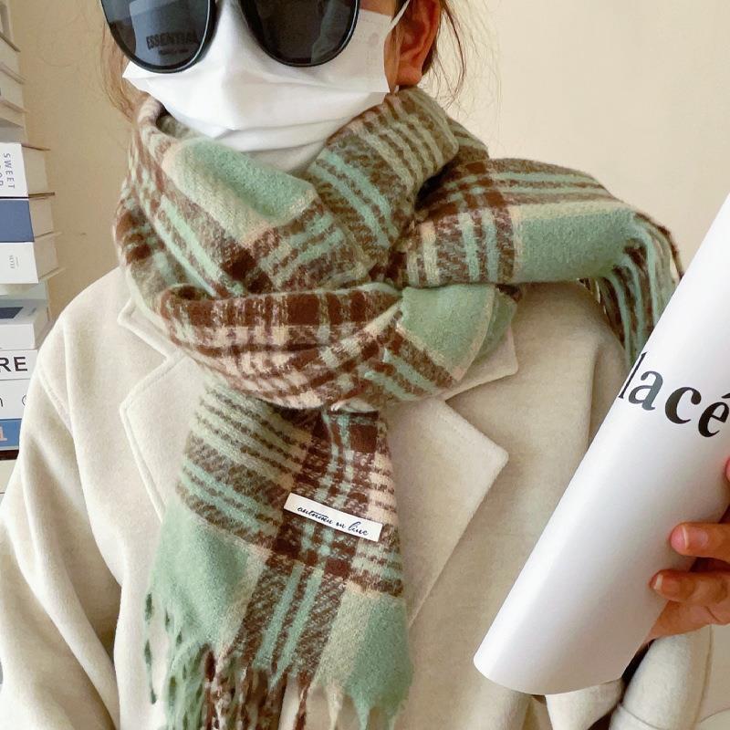 

Ancola Women s Red Plaid Scarf - Cozy Autumn Winter Korean Style Imitation Cashmere Shawl. 65x200cm