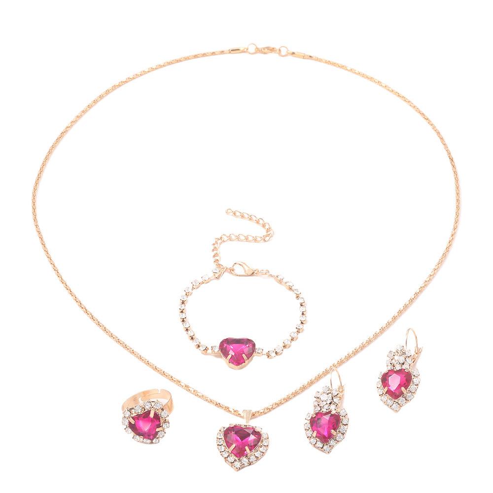 

3 шт./компл. Женское винтажное колье с подвеской из стразов, серьги, ювелирные изделия розовый