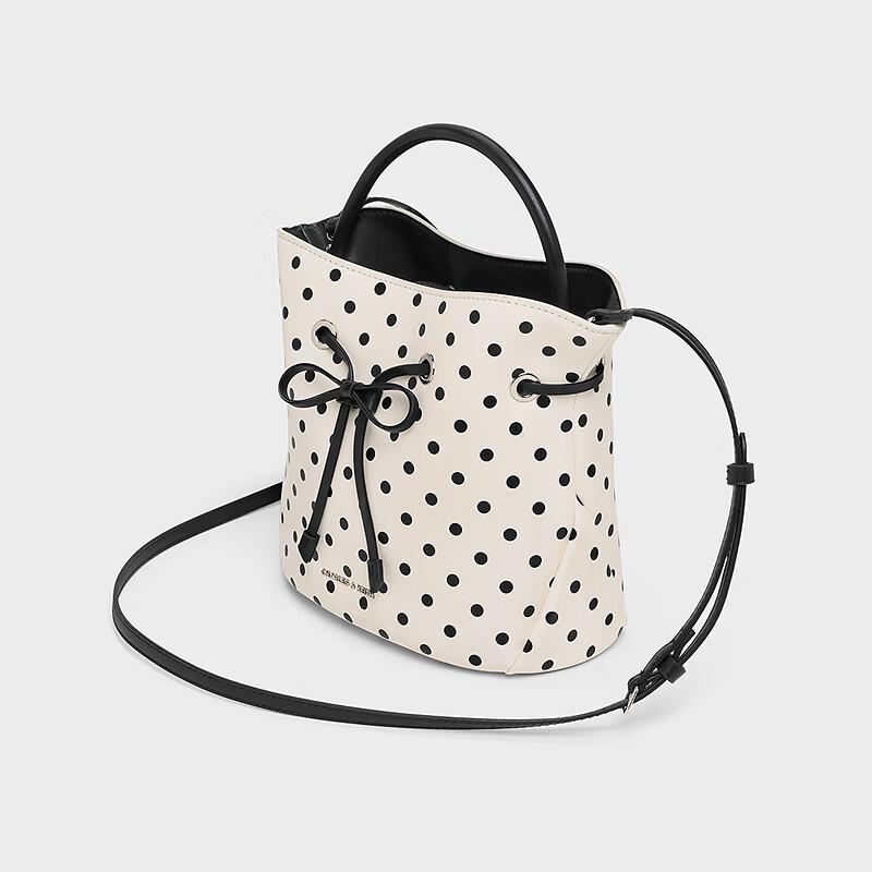 CHARLES & KEITH Polka Dot Drawstring Bucket Crossbody Bag