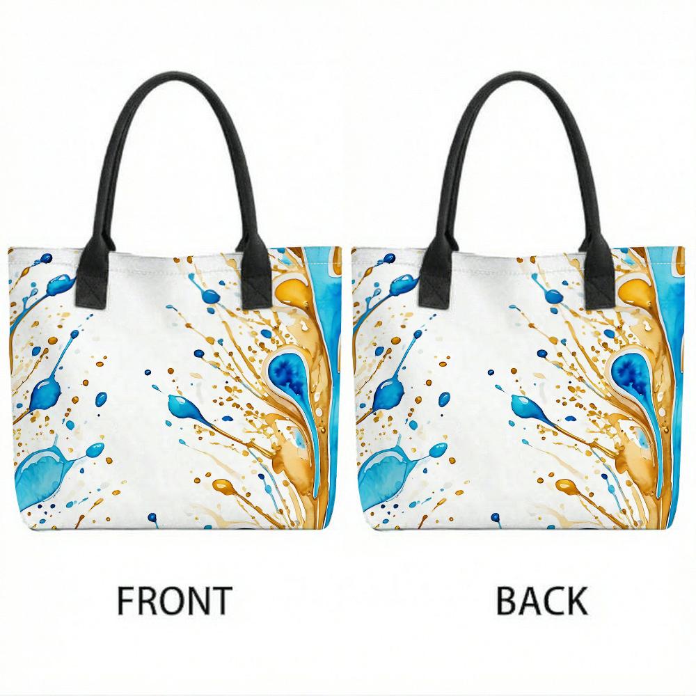 Watercolor Print Tote Bag Stylish Casual Large Capacity Shoulder Handbag for Daily Use