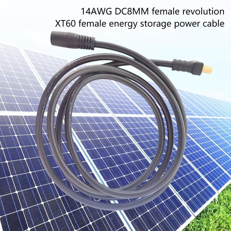 XT60 Female to DC8mm Power Cable Adapter 14AWG High Conductivity Copper Cord for Solar Panel and Generators