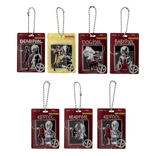 Small Planet Marvel Blister-Style Acrylic Keychains, Deadpool & Wolverine, Blind-Packed, Complete Set of 7