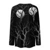Women's long-sleeved loose-necked Halloween print casual top, suitable for holiday parties