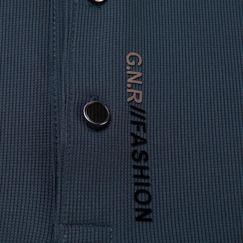 Lapel Polo Shirt Men'S Short-Sleeved Casual Business High-End Waffle Polo Shirt Solid Color