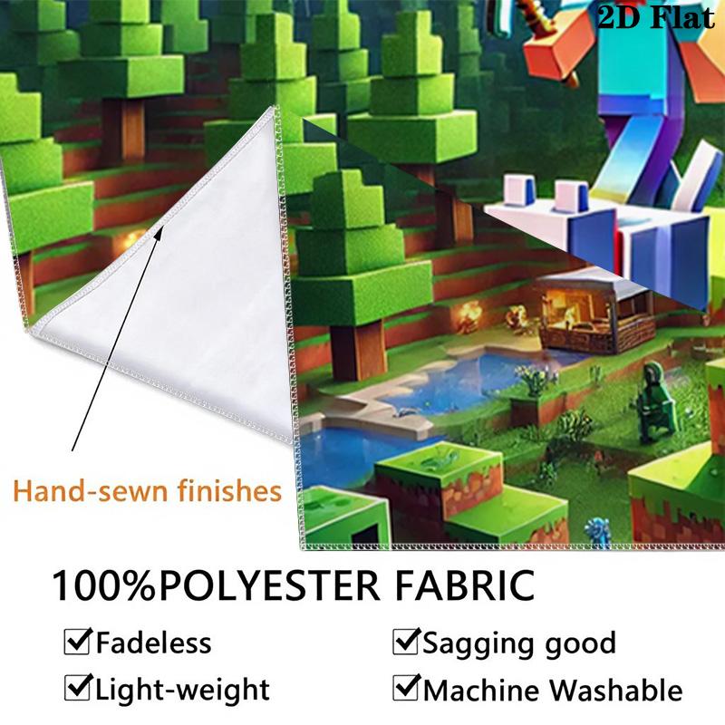 Mine World Building Wall Tapestry Aesthetic Wall Hanging Printed Fabric Blanket Decorative Tapestries for Bedroom Living Room Home Decor