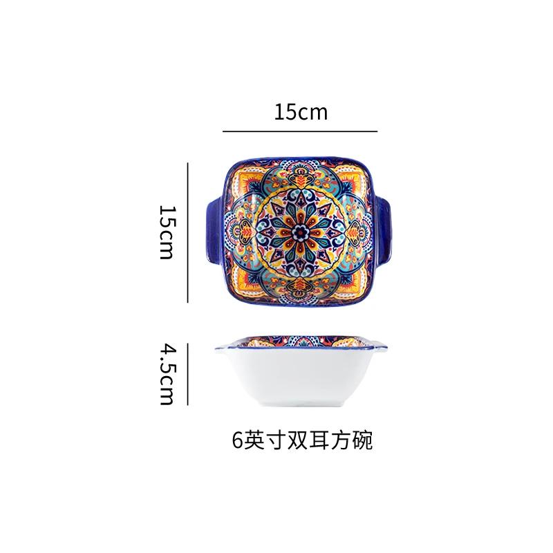 Böhmisches Keramikschüssel- und Geschirrset Reisnudelsuppenschüsseln Doppelohr Geschirrset für Zuhause