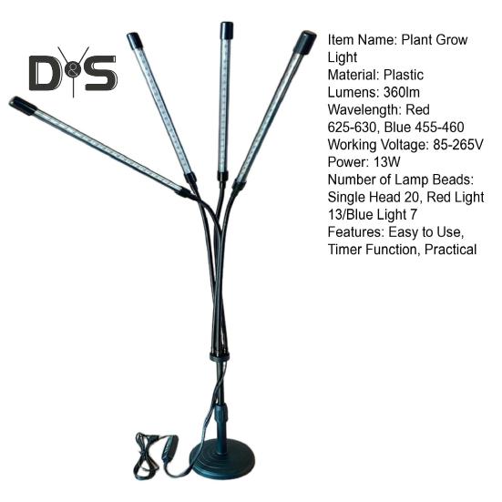 Vnitřní pěstební světlo s 360stupňovou nastavitelnou výškou, funkcí časovače, malou lampou s plným spektrem pro pěstování rostlin