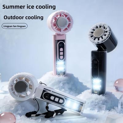 Foldable Digital Display High-speed Fan for Cooling and Ice Application, Portable Outdoor Lighting, Handheld and Neck-worn Small Fan