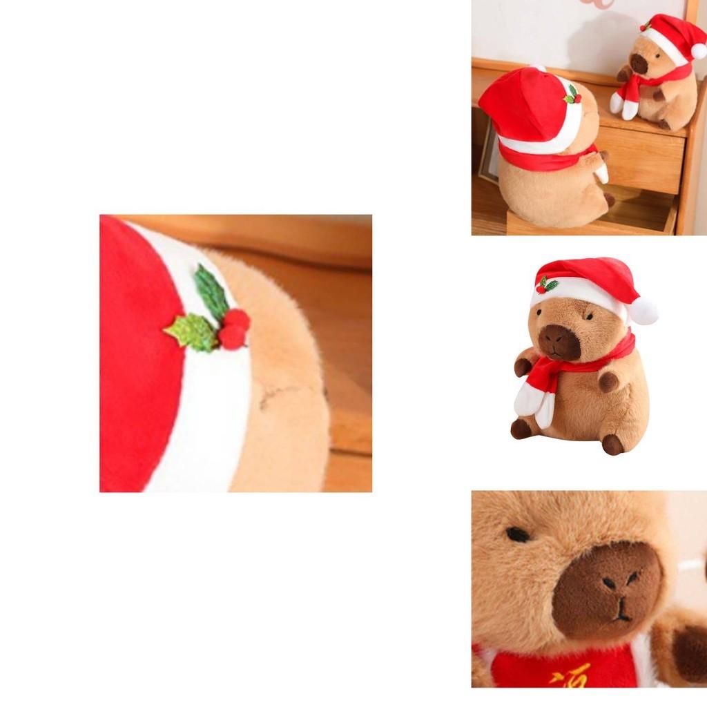 Adorable Christmas Capybara Plush Toy With Soft Short Plush Filling For Kids Gifts