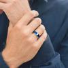 Fashion Blue Color Stainless Steel Rings For Men Blue Brushed Beveled Edge Steel Engagement Rings Men Wedding Band Jewelry Gift