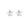 Silver Needle Hollow Super Flash Five-pointed Star Stud Earrings Femininity Decoration