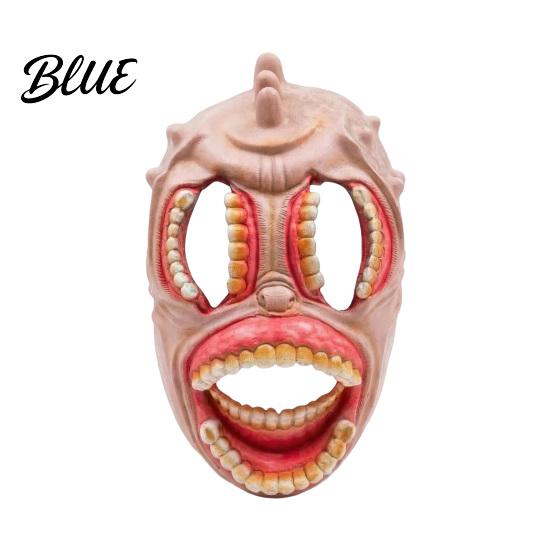 Terrifying Party Mask Halloween Horror Mask with Hollow Realistic Fangs Lightweight Breathable Detailed Flesh Texture PU Foam Grimace for