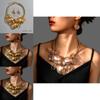 Handcrafted Gold And Silver Alloy Jewelry Set With Geometric Animal Patterns For Trendy Women