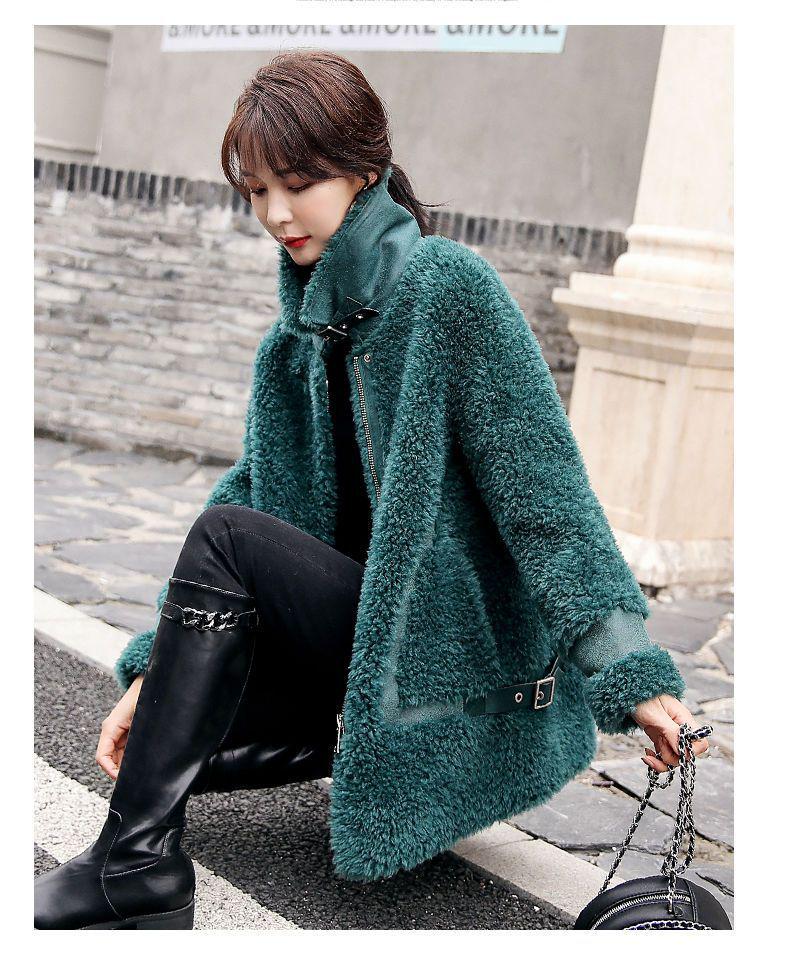 2025 Women's Real Wool Shearling Coat - One-Piece Lambswool Fur Outerwear, Off-Season Style