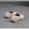 Johnature Hollow-out Breathable Flats Genuine Leather Comfortable Loafers Retro Versatile Women's Shoes