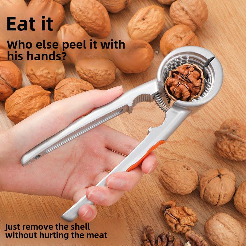 

Орехокол из нержавеющей стали - многофункциональный открывалка для грецких орехов, фундука и сосновых шишек - удобный кухонный инструмент для использования дома и в ресторане Four-jaw оранжевый