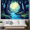 2D Plane, 1 Piece of Redwood River Sunlight Reflection Forest Background Fabric, Suitable for Home Use and Photography.