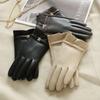 Fashion Elegant Retro Women Winter Thick Suede Leather Gloves Cycling Drive Keep Warm Touch Screen Windproof Soft Comfortable