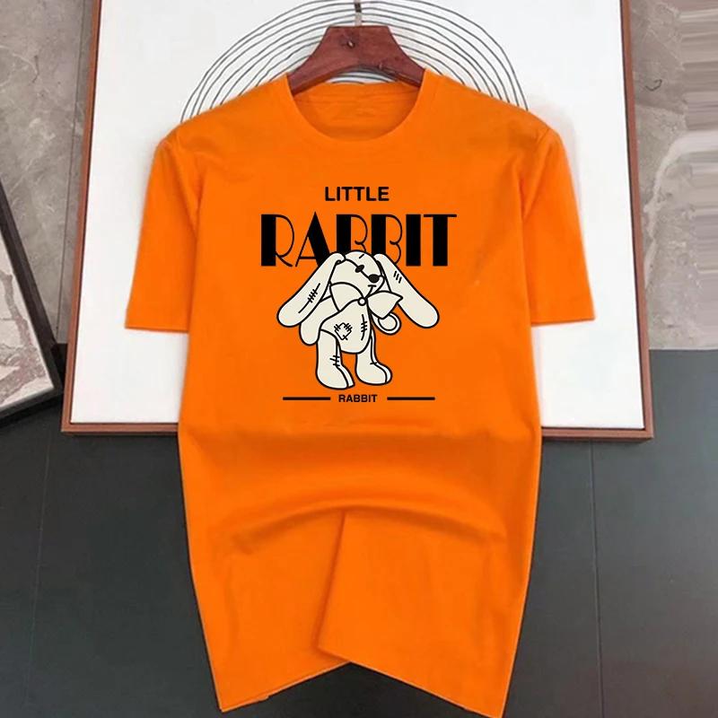 

Футболки мужские и женские из высококачественного хлопка с расписным дизайном «Маленький кролик», роскошный бренд, повседневный топ с коротким рукавом XXXXXL золотой