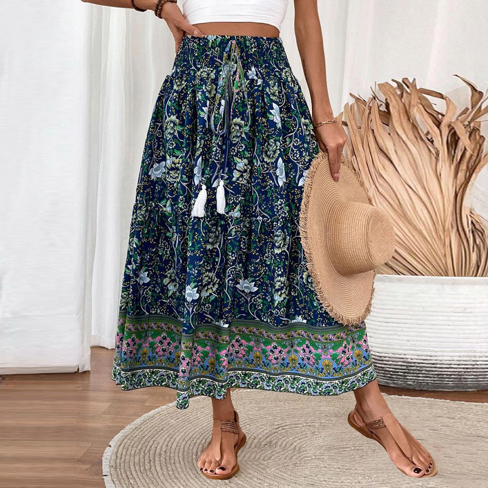 

Женская весенняя повседневная длинная юбка с оборками, однотонная юбка, ретро-юбка в складку XL