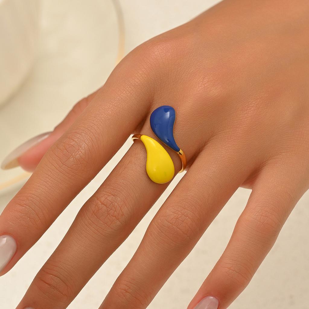 Fashion Style Women's Jewelry, Geometric Dripping Oil, Personalized Cross Design, Open Ring, Versatile and Advanced Sense