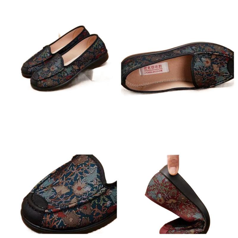 Summer Old Beijing Cloth Shoes Female Mother Shoes Breathable the Elderly Soft-soled Shoes Non-slip Grandma Shoes Flat Old Lady Shoes