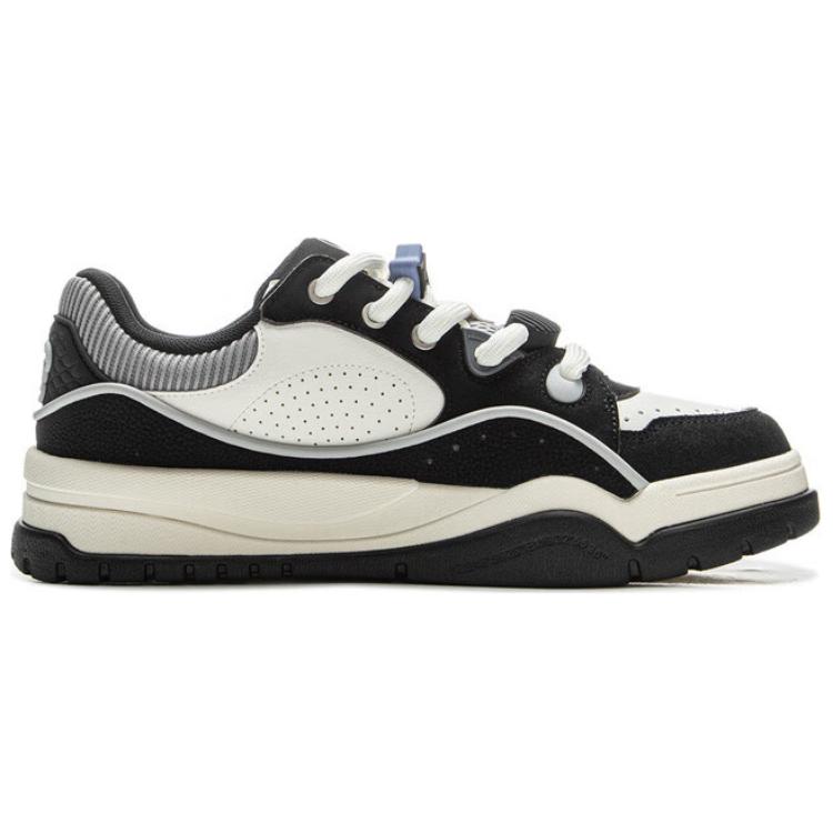Li Ning Slip Resistant Abrasion Resistant Low Top Skateboard Shoes Men's Black White AGCV059-4