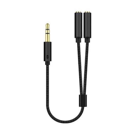 3.5mm 1 Male to 2 Female Ports Headphone Microphone Audio Cable Adapter Splitter