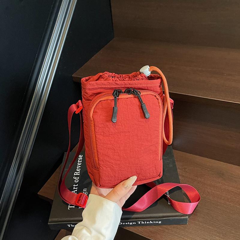 

Mini Canvas Bag Women s Simple Casual Lightweight Mobile Phone Small Square Bag Drawstring Bundle One Shoulder Crossbody Bag 13x9x18cm червоний