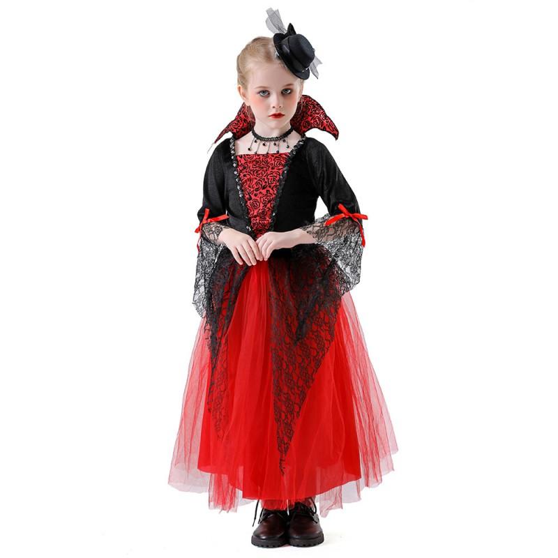 Halloween Costume Dress Girls Vampire Devil Witch Cosplay Party Outfit Stage Performance