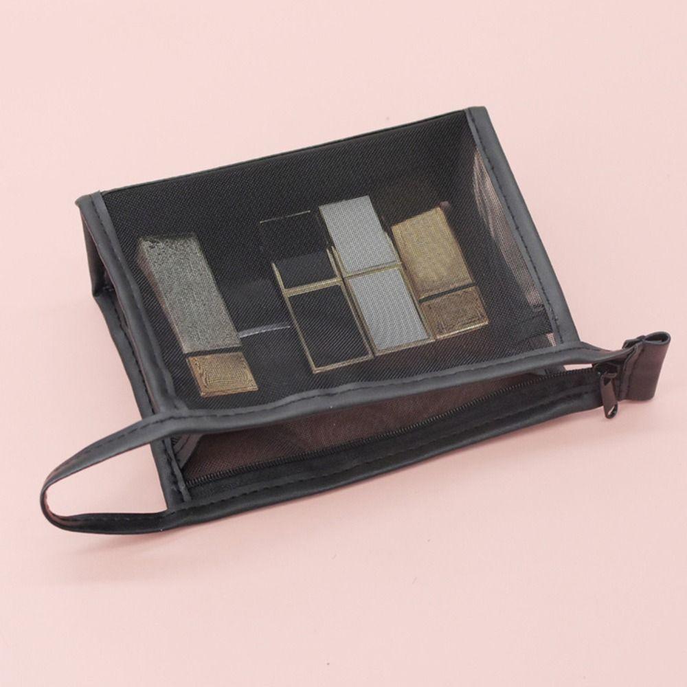 Popular Mesh Transparent Makeup Bag Simple Style Large Capacity Travel Cosmetic Bag Portable Organization Bag Makeup Organizers