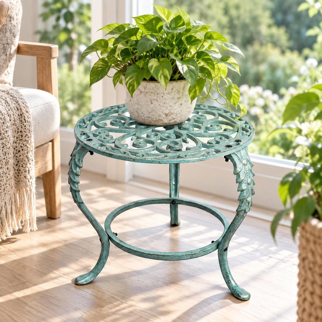 Vintage-Inspired Iron Plant Stand Indoor Outdoor for Living Room, Entryway
