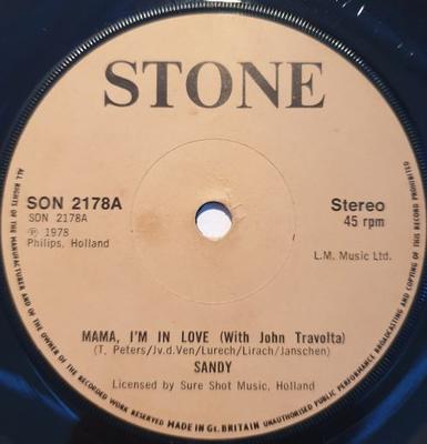 7inch Record SANDY - Mama I'm In Love (With John Travolt SON2178 Sonet 1978 UK Pop Used