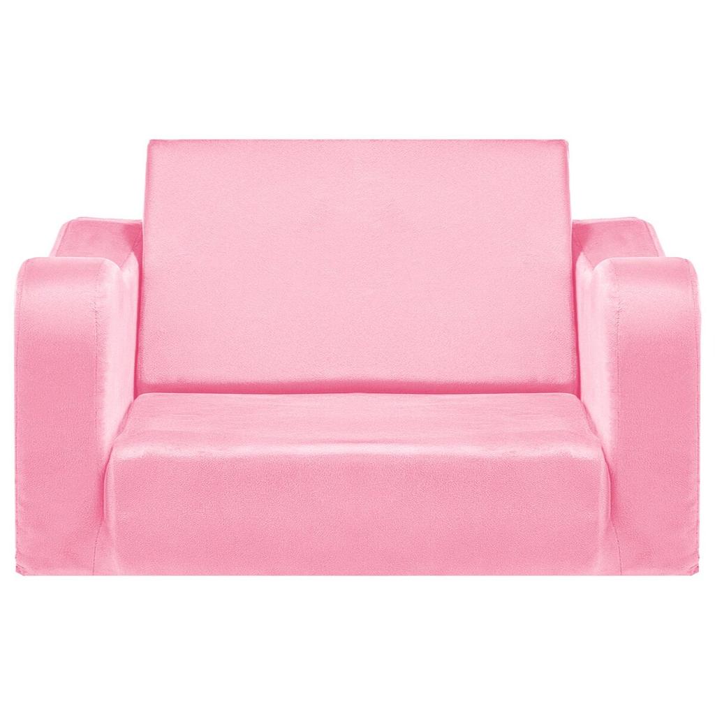 2-in-1 Kids Sofa, Foldable Toddler Soft Couch with Armrests, Made of 28D Sponge & Short Pile, Convertible Toddler Chair to Lounger, Kid Couch Fold Out
