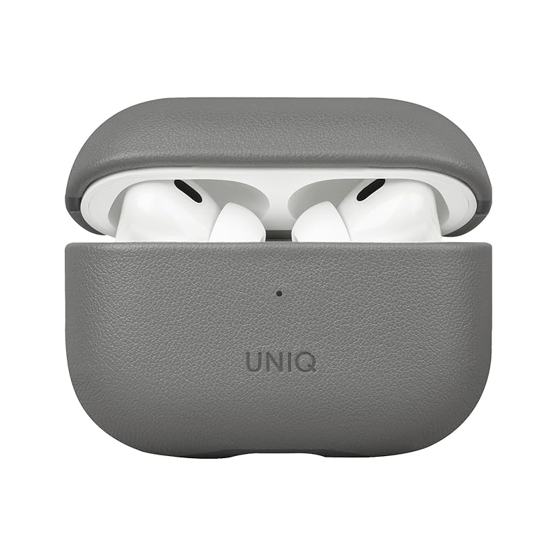 

UNIQ AirPods Pro2 case 4 Compatible with Type-C model Wireless charging compatible impact absorption protection PU leather LYDEN DS (deep gray/black,