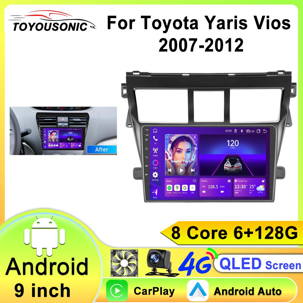 Android 13 Radio For Toyota VIOS Yaris 2007 2008 2009 2010-2012 Car stereo Multimedia Player Carplay Auto GPS navigation 2DIN