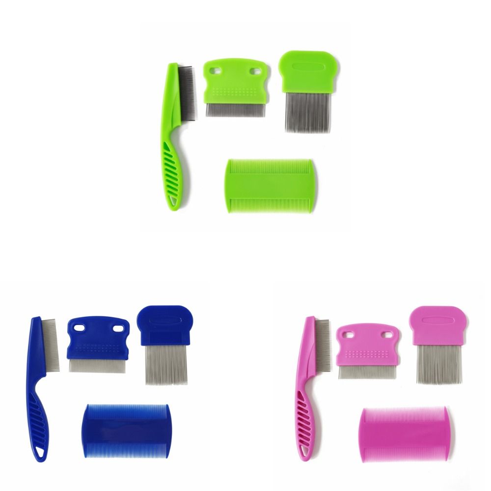 4pcs/set Professional 4pcs/set Pet Flea Comb Inline Comb Dense Teeth Float Hair Remover Durable Pet Massage Comb Daily Care