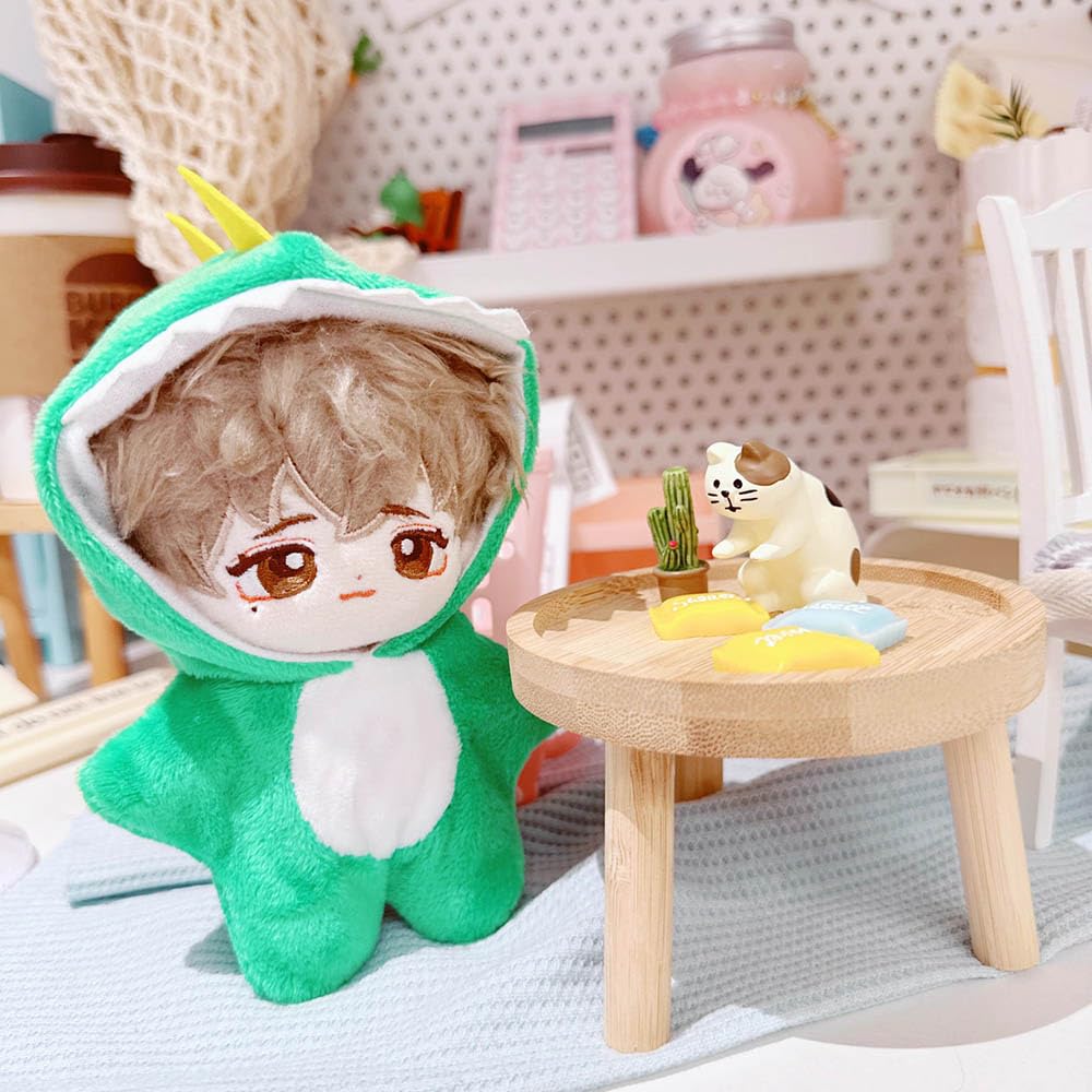 niannyyhouse Coveralls for 10cm-15cm Plush Toys, Shark, Dinosaur, Cow, Rabbit, Fawn, and Unicorn Prints, Bodysuit, Dress-Up, Cotton Doll Accessories