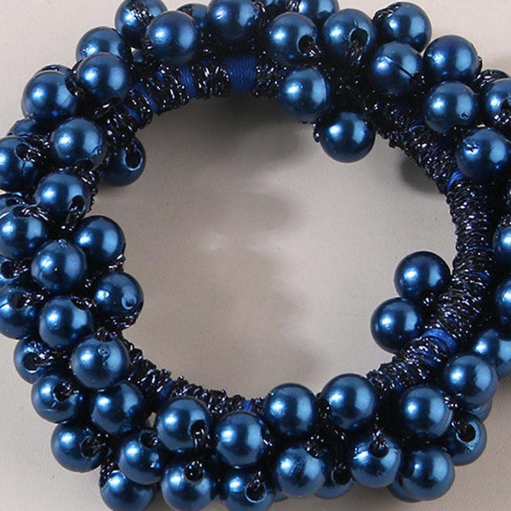 Colorful Faux Pearl Hair Rope High Elastic Rubber Band Hair Tie Women High Ponytail Holder Hair Accessory